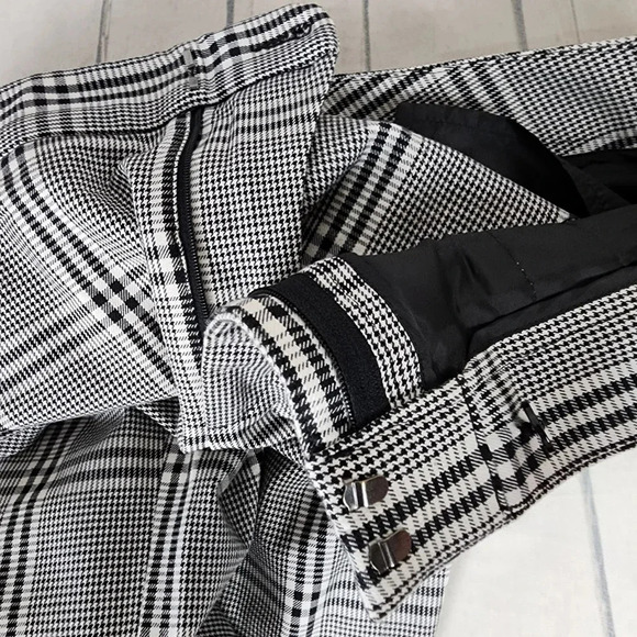 Banana Republic Sloan Bi-Stretch Ankle Pant Black/White Herringbone Plaid Sz 14 - Picture 5 of 13